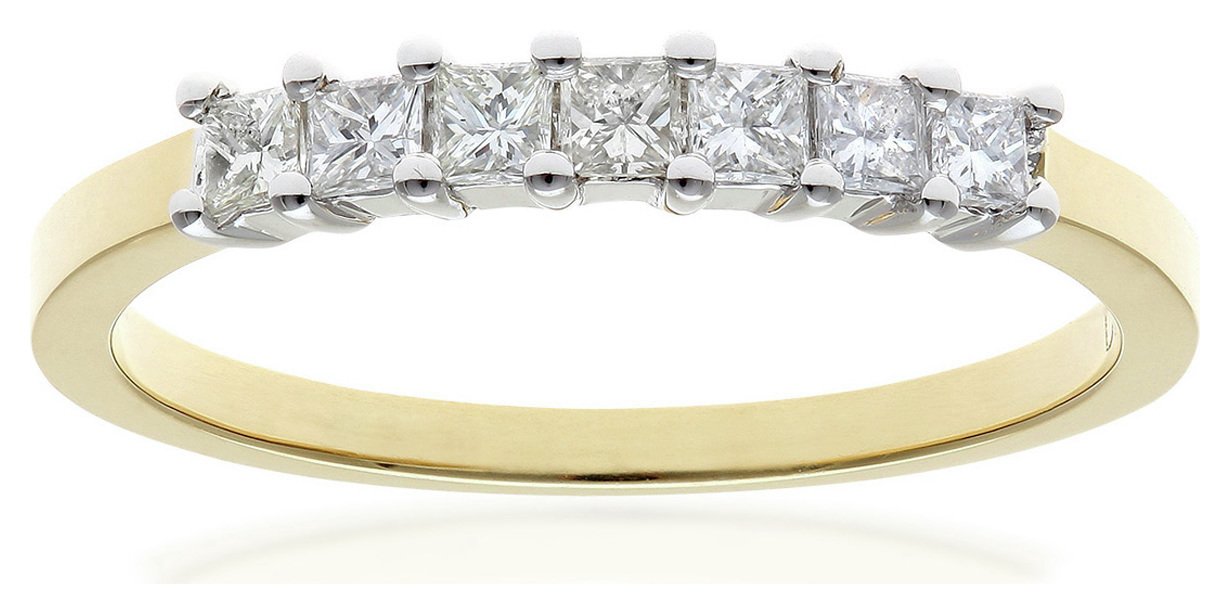18ct Gold 0.33ct Diamond Princess Cut Ring - Size L