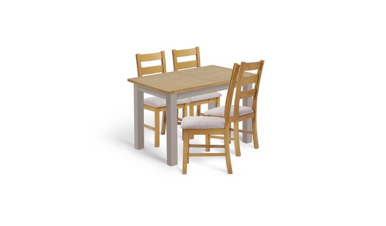 Argos Home Ashwell Ext Oak Dining Table & 4 Oak Grey Chairs