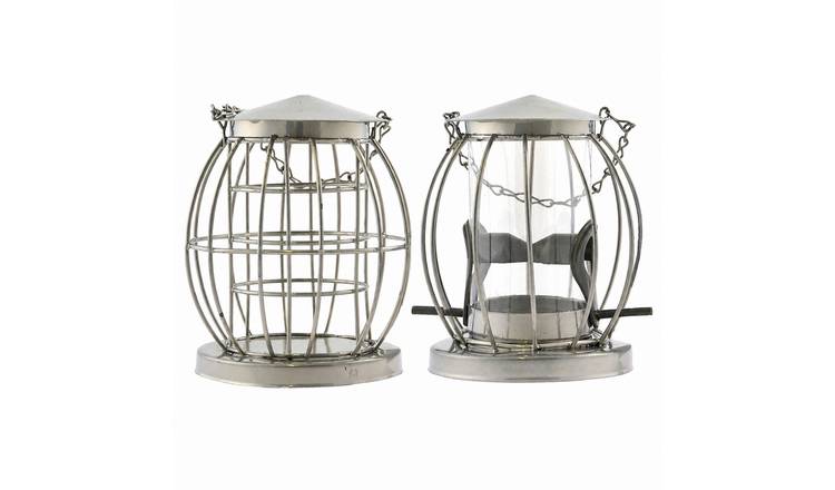 Greena Mini Caged Bird Feeders - 2pk - For Seeds & Fat Balls