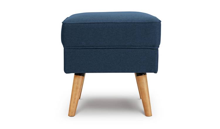 Habitat Callie Velvet Footstool - Petrol Blue