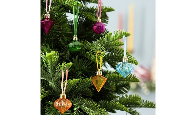 Habitat Pack Of 6 Mini Christmas Baubles - Multicoloured