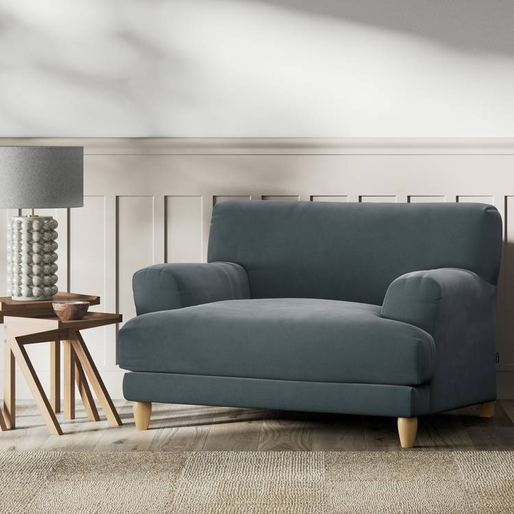 Habitat Askem Fabric Cuddle Chair - Charcoal - Ash Leg 0