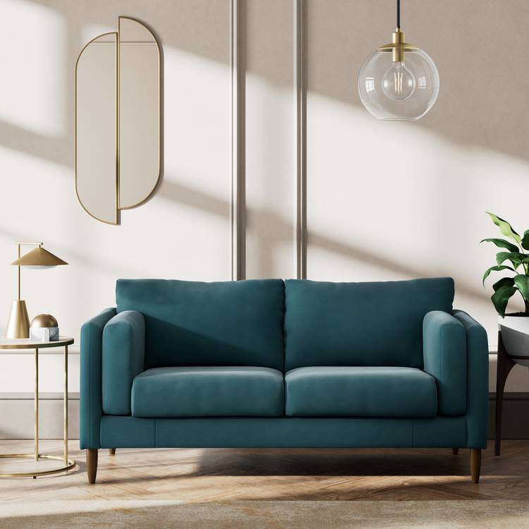 Habitat Newington Fabric 2 Seater Sofa - Teal - Dark Leg 0