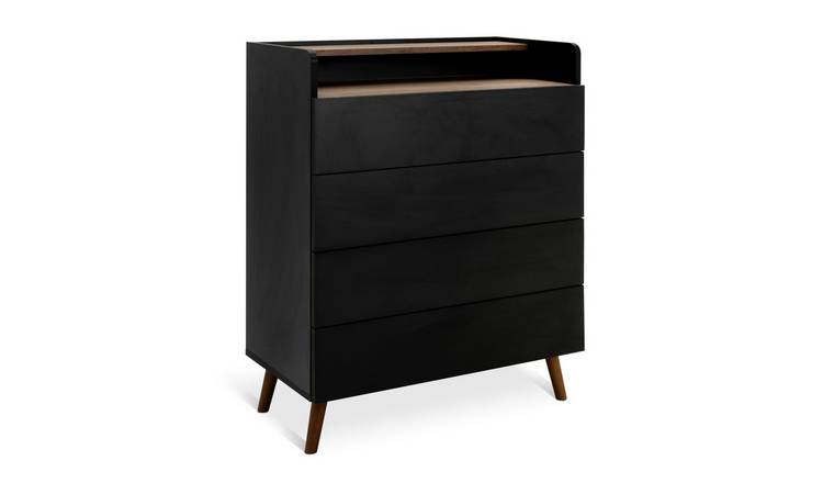 Habitat Skandi 4 Drawer Chest with Shelf - Black