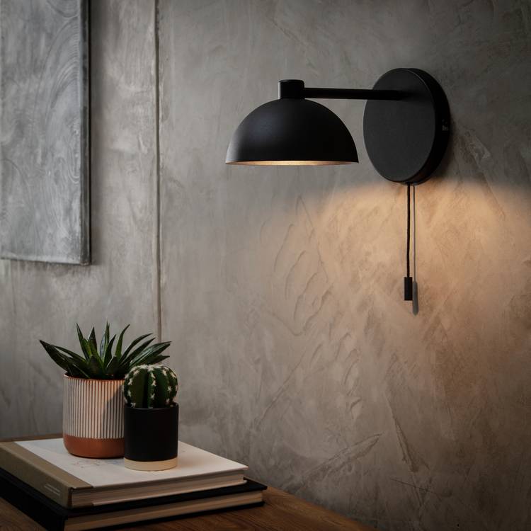 Habitat Mushroom Steel Wall Light - Black 0