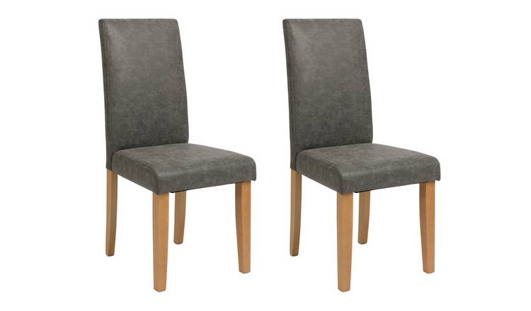 Argos Home Pair of Faux Leather Dining Chair - Charcoal