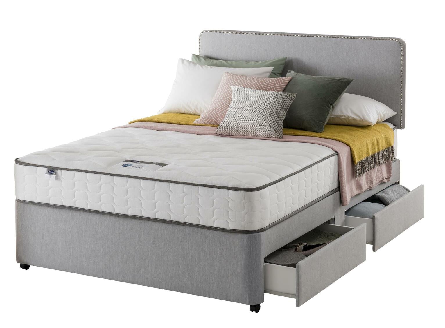Silentnight Pavia Double Comfort 4 Drawer Divan Bed - Grey