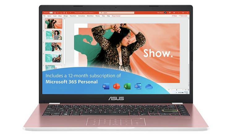 Buy ASUS E410 14in 4GB 128GB Laptop Pink Microsoft 365 Bundle Laptops Argos
