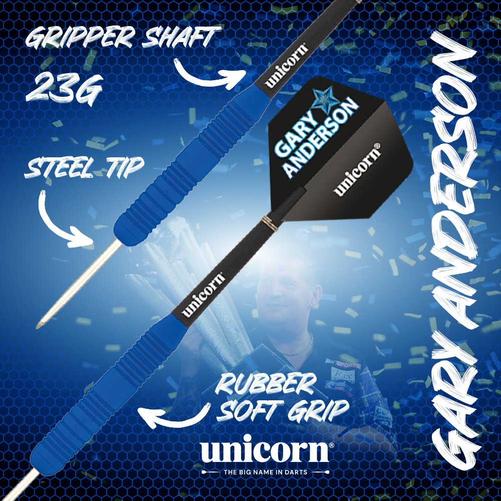 Buy Unicorn Gary Anderson 23g Rubberised Brass Darts | Dart sets