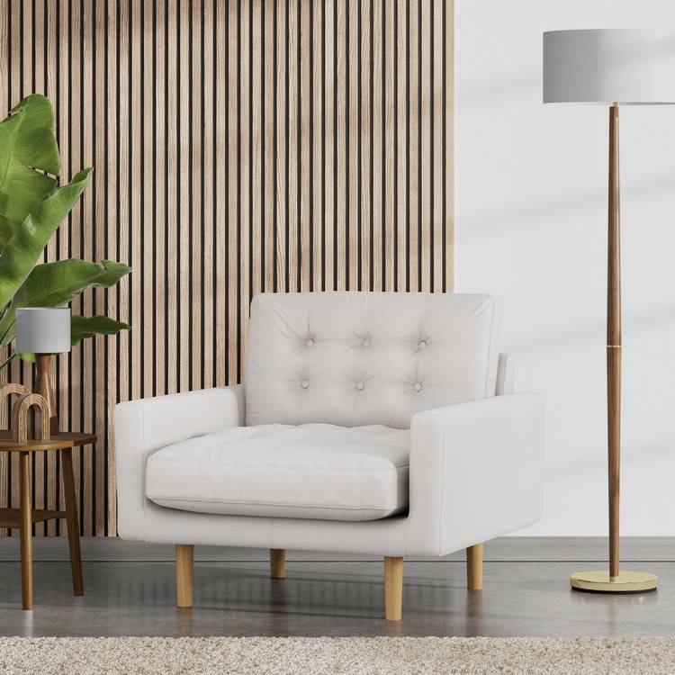 Habitat Fenner Fabric Armchair - Natural - Ash Leg 0