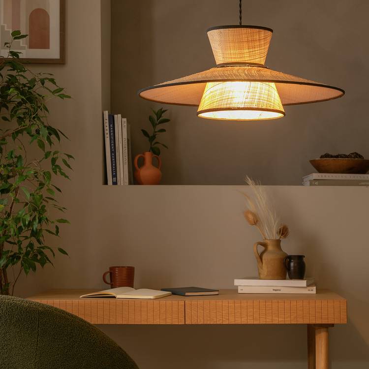 Habitat Otto Natural Raffia 2 Tier Lampshade - 50cm 0