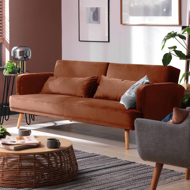 Habitat Andy Velvet Clic Clac Sofa Bed - Rust 0