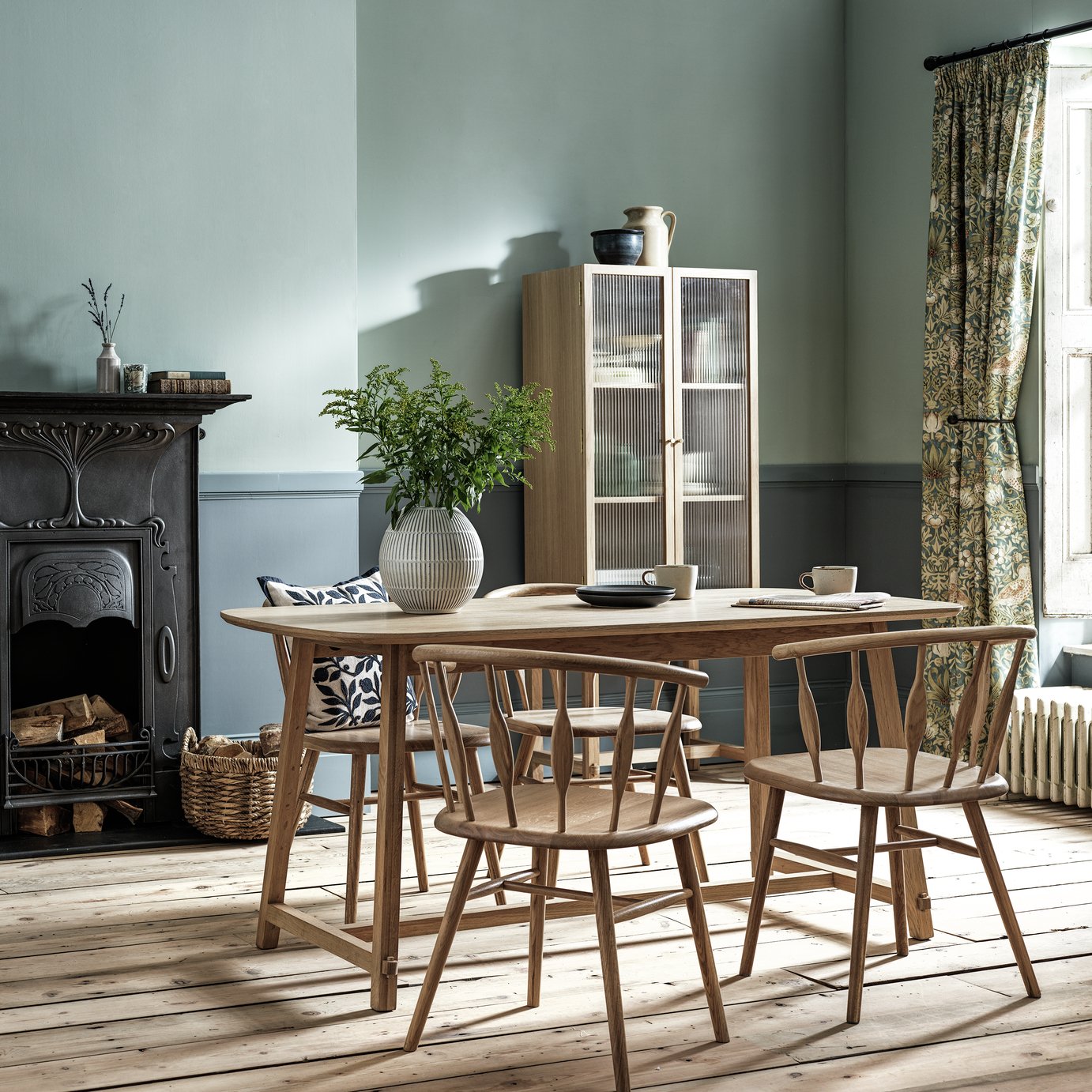 Buy Habitat x Morris & Co. Natural Dining Table &4 Natural Chair