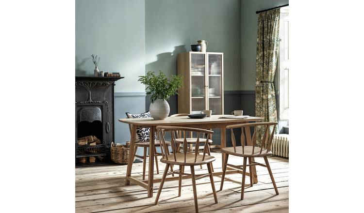 Buy Habitat x Morris & Co. Oak Dining Table & 4 Natural Chairs | Dining ...