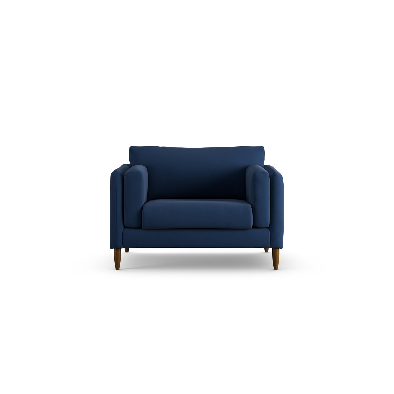 Habitat Newington Fabric Cuddle Chair - Navy Blue - Dark Leg