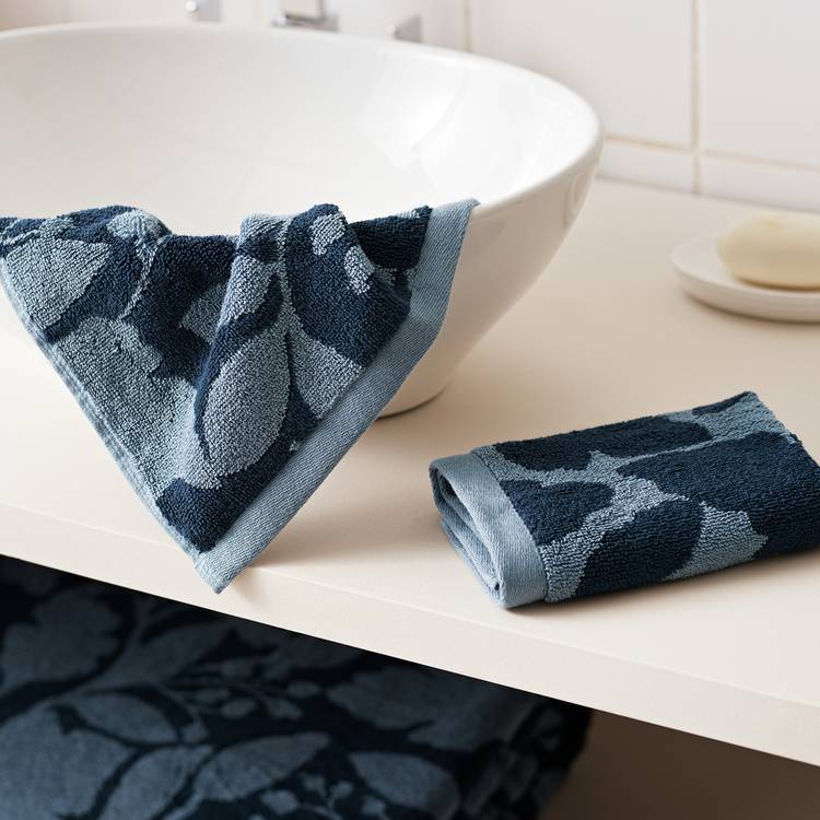 Habitat Foliage 2 Pack Face Cloth - Navy 0