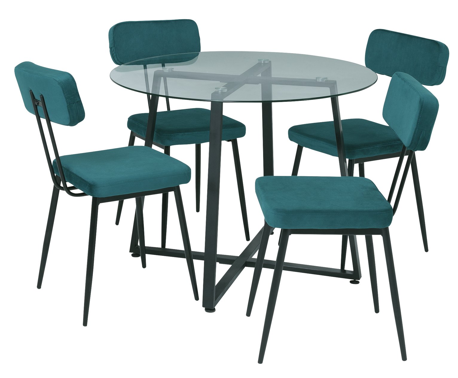 Argos Home Lazio Glass Dining Table & 4 Teal Chairs Reviews Updated