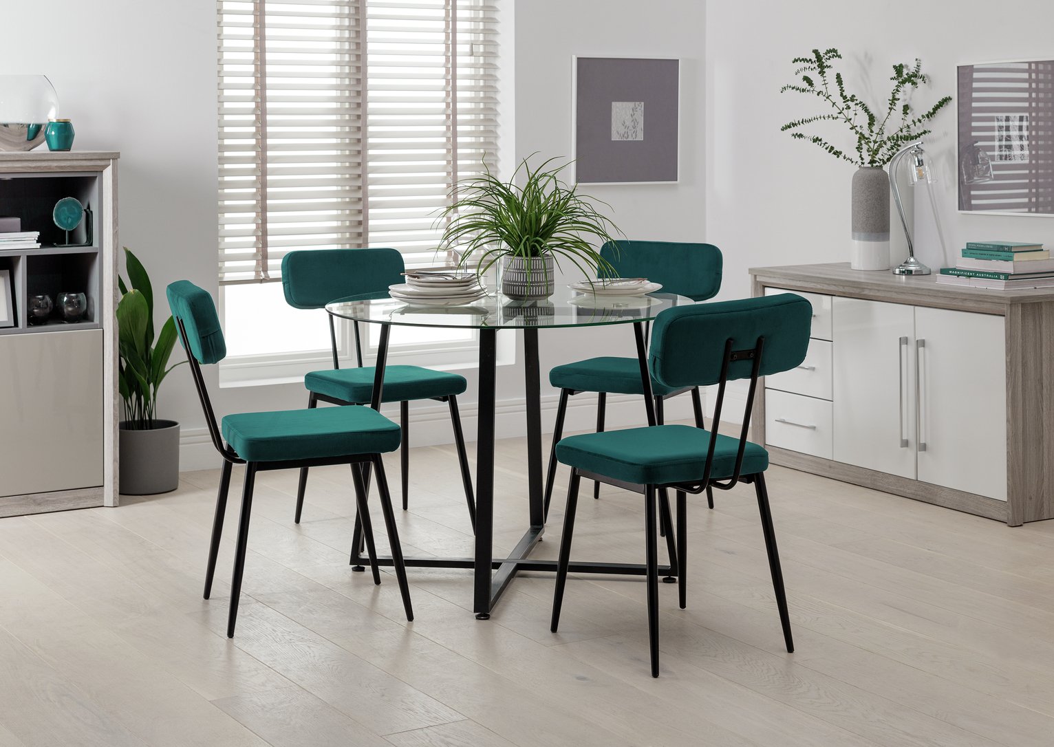 Argos Home Lazio Glass Dining Table & 4 Teal Chairs Review