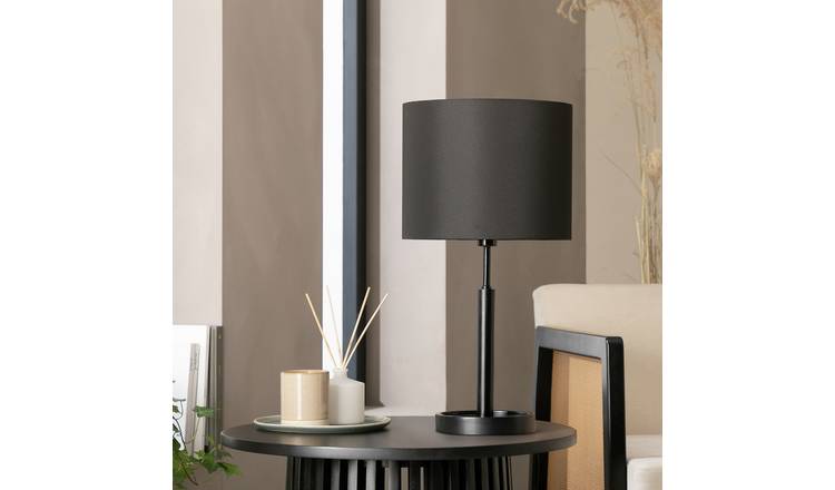 Argos Home Gloss 47cm Pine Wood Table Lamp - Black