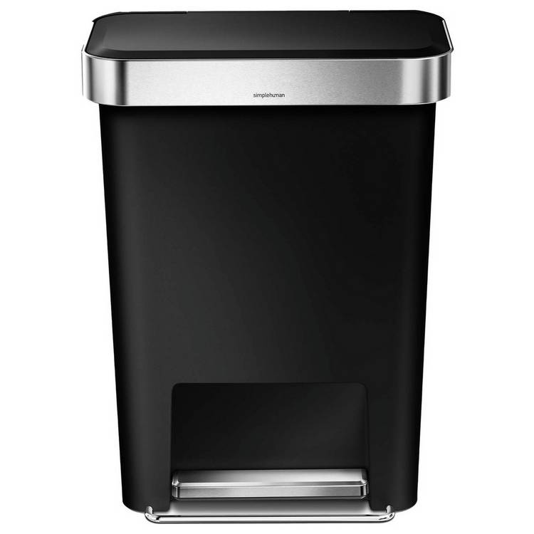 Simplehuman 45 Litre Plastic Rectangular Pedal Bin - Black 0