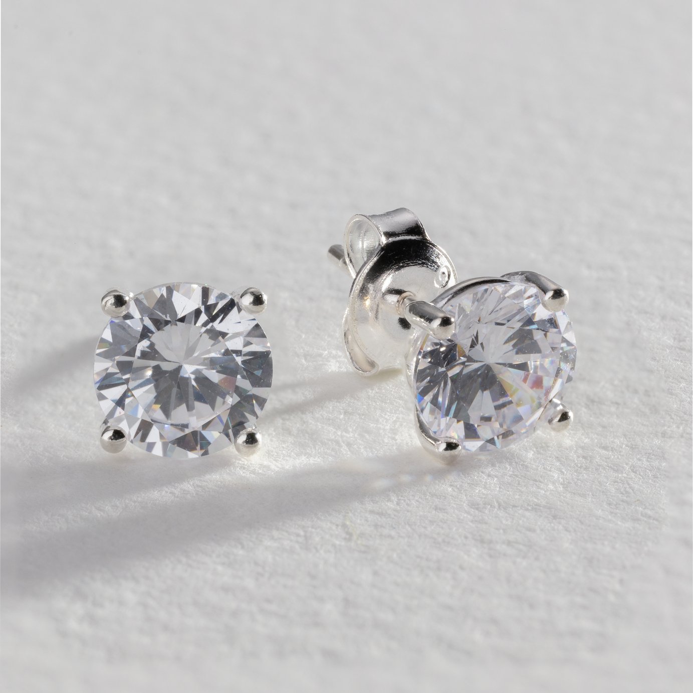 Revere Sterling Silver Round Cubic Zirconia Stud Earrings