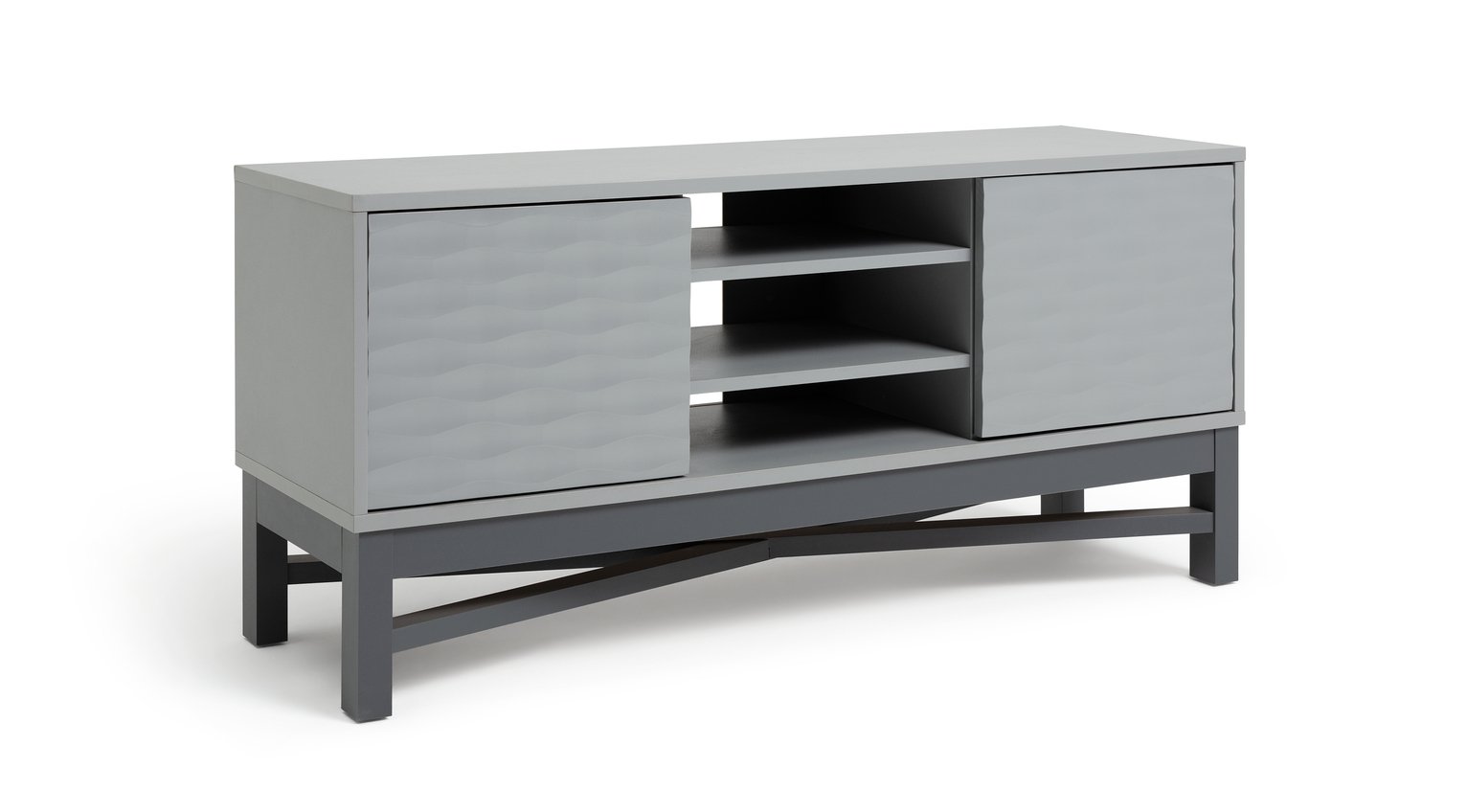 Habitat Zander Textured TV Unit - Grey