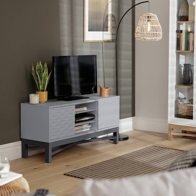 Habitat Zander Textured TV Unit - Grey 0
