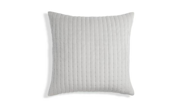 Habitat Quilted Velvet Cushion - Grey - 50x50cm 