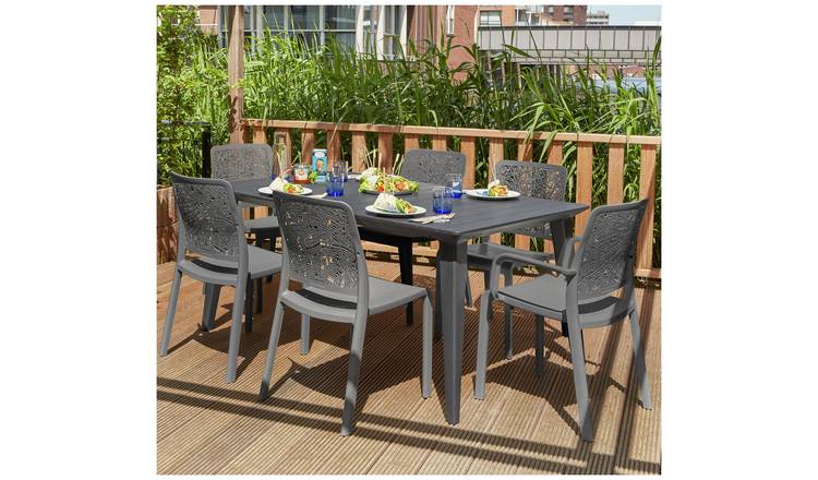 Buy Keter Lima 6 Seater Plastic Garden Patio Set Dark Grey Argos