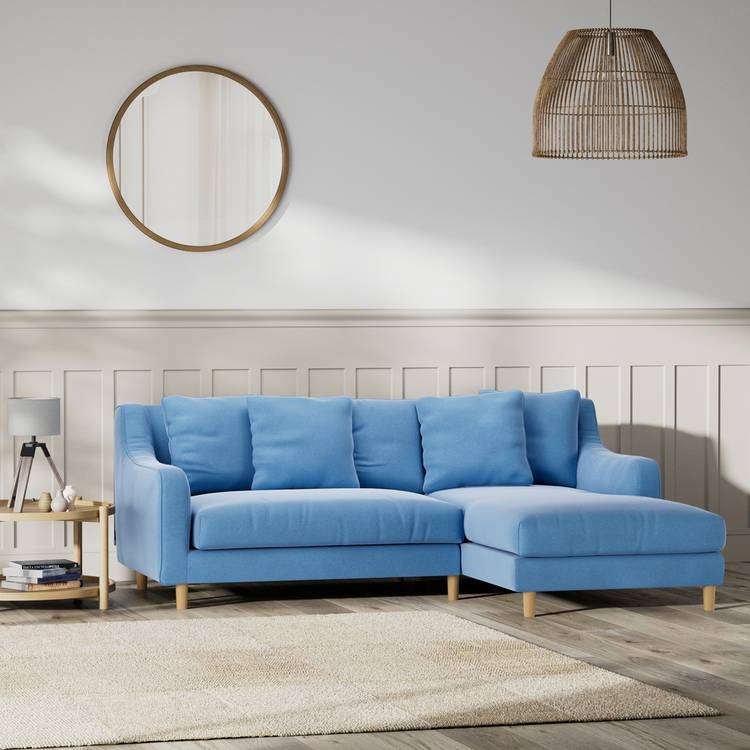 Habitat Swift Right Hand Corner Sofa - Blue - Ash Leg 0