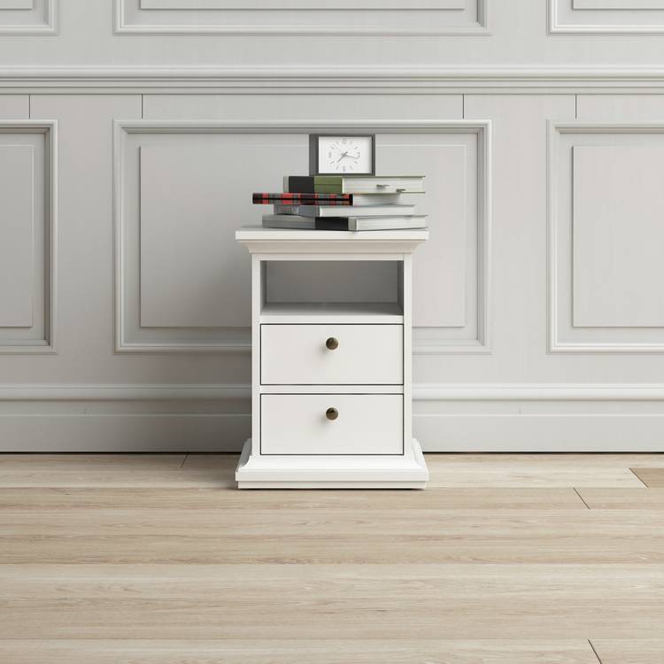 Tvilum  Paris 2 Drawer Bedside Table - White 0