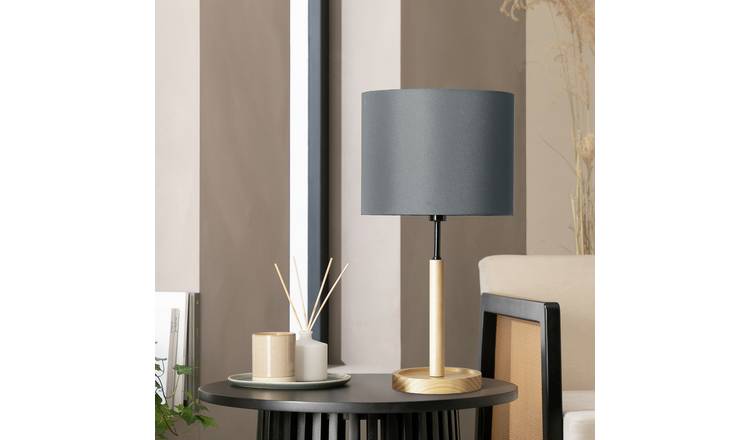 Argos Home Gloss 47cm Pine wood Table Lamp - Natural & Grey