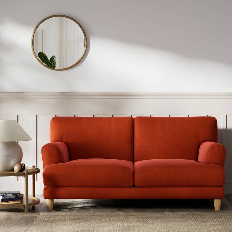 Habitat Askem Velvet 2 Seater Sofa - Burnt Orange - Ash Leg 0