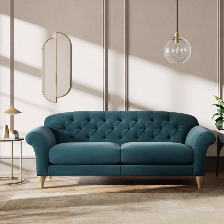 Habitat Brooker Fabric 4 Seater Sofa - Teal - Ash Leg 0