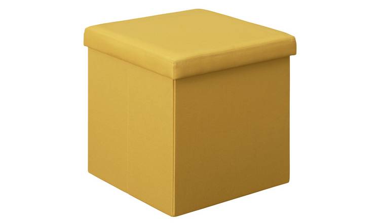 Argos Home Fabric Small Storage Ottoman - Mustard