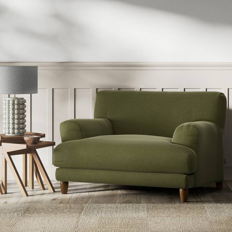 Habitat Askem Velvet Cuddle Chair - Moss Green - Dark Leg 0