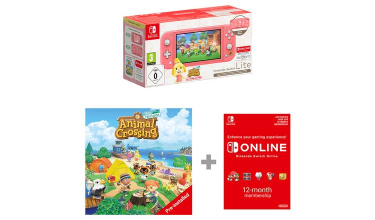 Nintendo Switch Lite Animal Crossing Bundle - Coral