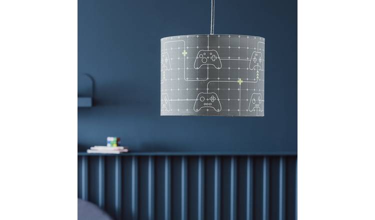 Argos Home Kids Grey Glow in Dark Drum Lampshade - 25cm