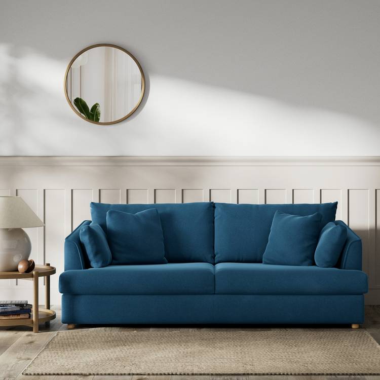 Habitat Holmfirth Velvet 3 Seater Sofa - Ink Blue 0