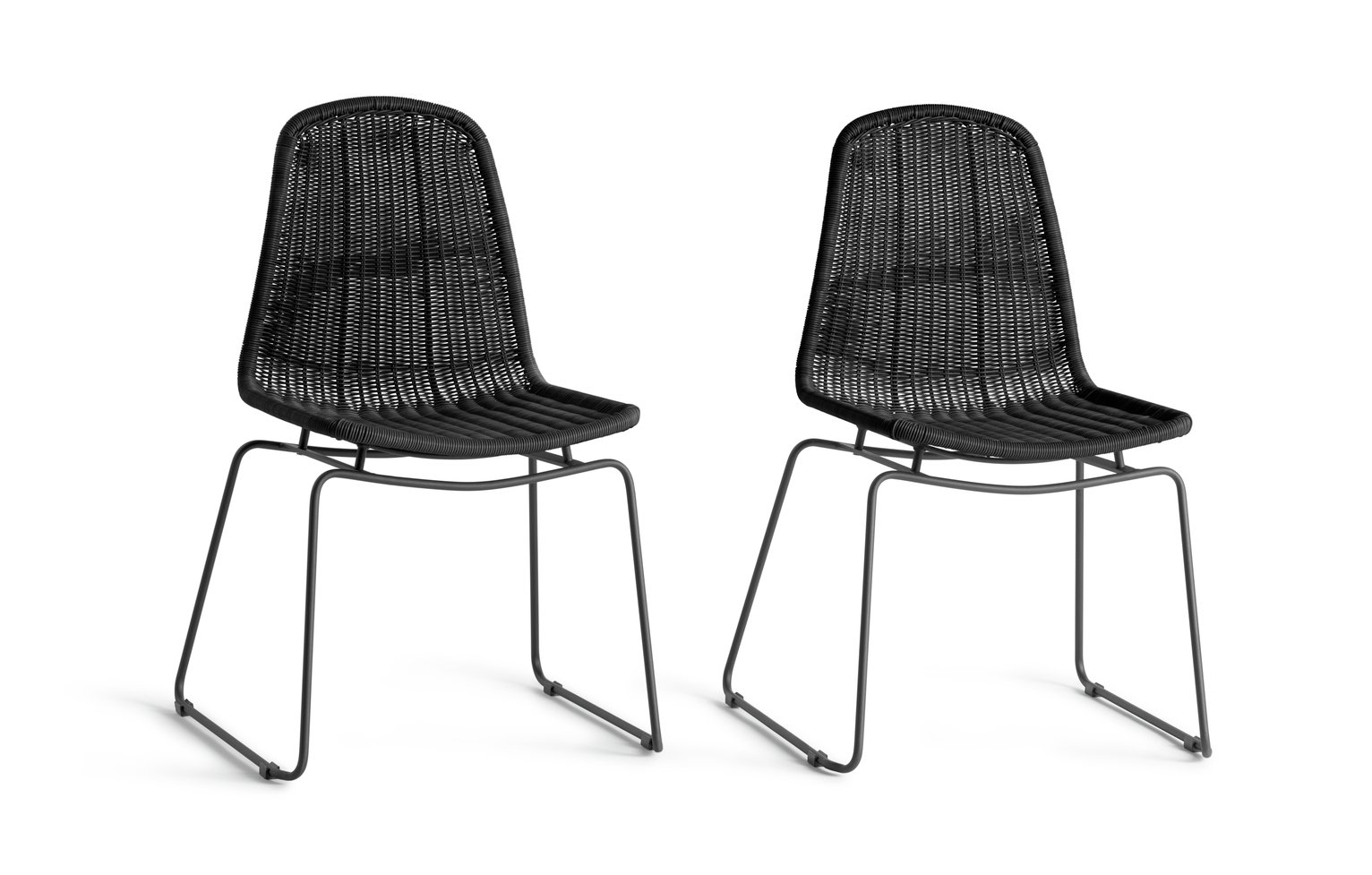Habitat Mickey Pair of Fabric Dining Chairs - Black