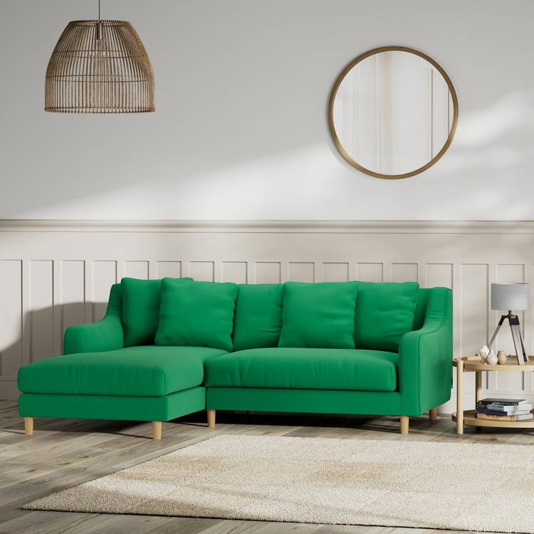 Habitat Swift Left Hand Corner Sofa - Emerald Green -Ash Leg 0
