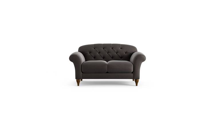 Habitat Brooker Velvet  2 Seater Sofa - Grey - Dark Leg