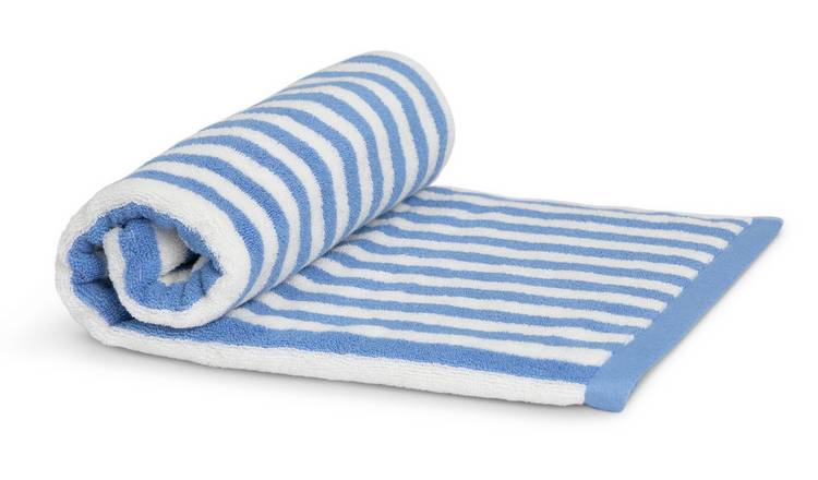 Habitat Blue Stripe Bath Towel