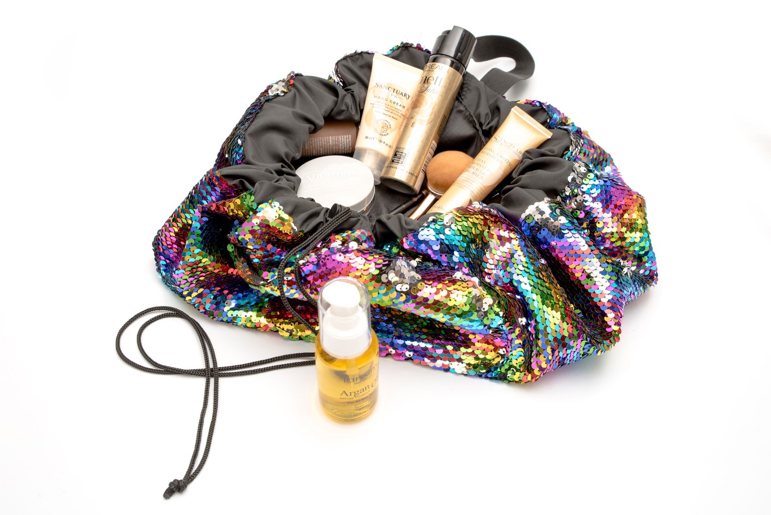 Rio Sequin Draw String Beauty Essentials Bag Review