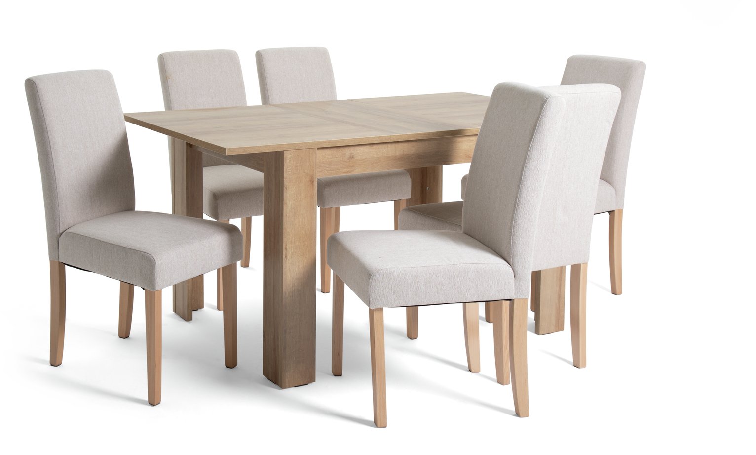 Habitat Miami Wood Effect Dining Table & 6 Cream Chairs