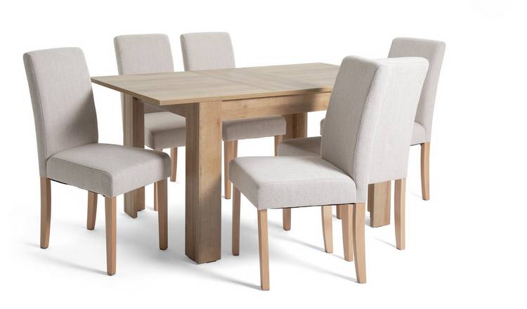 Buy Argos Home Miami Wood Effect Dining Table 6 Cream Chairs