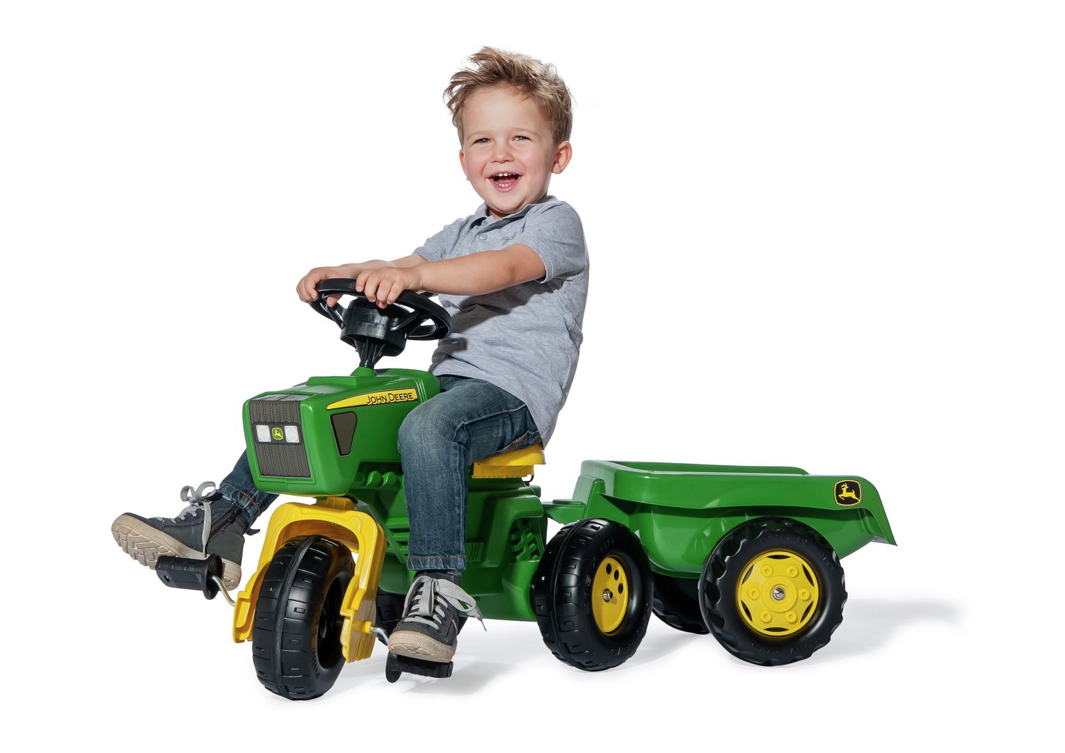 John Deere Trio Trac with Electric Steering Wheel & Trailer Review