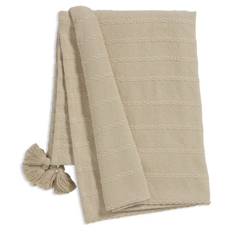 Habitat Global Tassel Throw - Neutral - 150x200cm  0