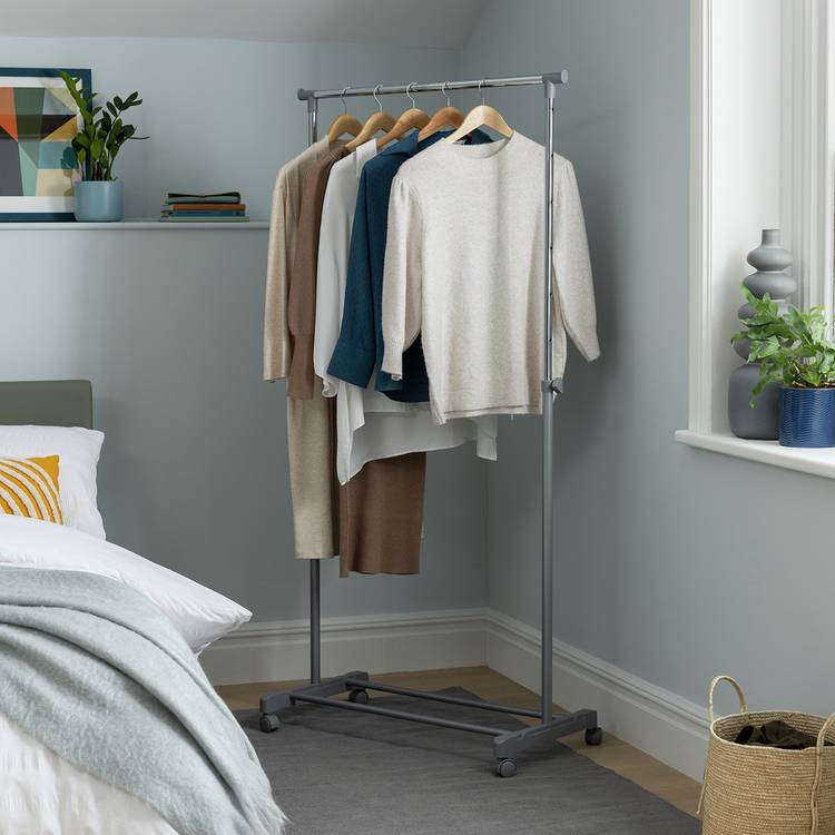 Argos Home Single Clothes Rail - Grey and Chrome 0