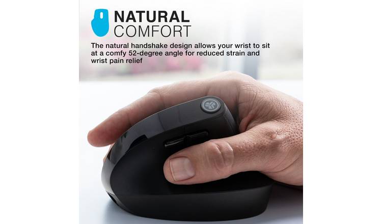 JLab JBuds Wireless Mouse, Connect via Bluetooth or USB Receiver, Multi-Device Bluetooth Mouse, Ergonomic Rechargeable True Size Wireless Mouse for Laptop, PC, Tablet, Mac